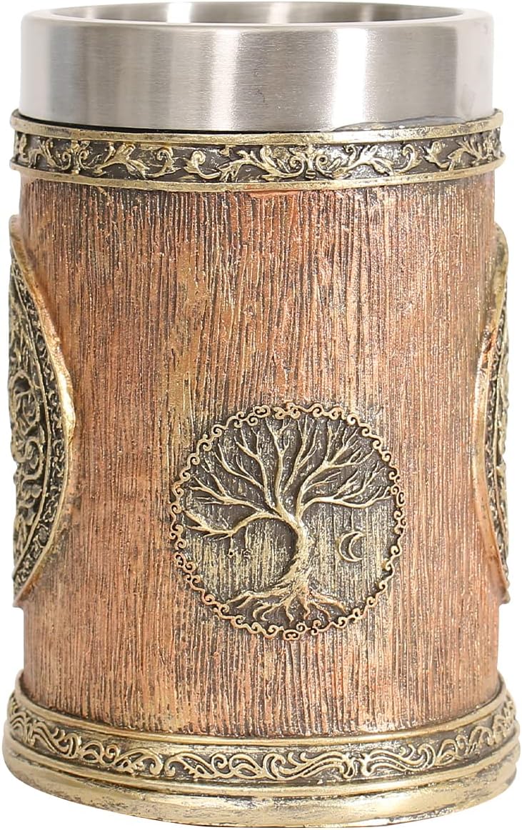 Ottalent 18fl oz Nordic Mythology World Tree Yggdrasil Beer Stein Mug, Stainless Steel TheTree of Life Coffee Drink Cup for Men and Father’s Day Gift 600ml - Image 3