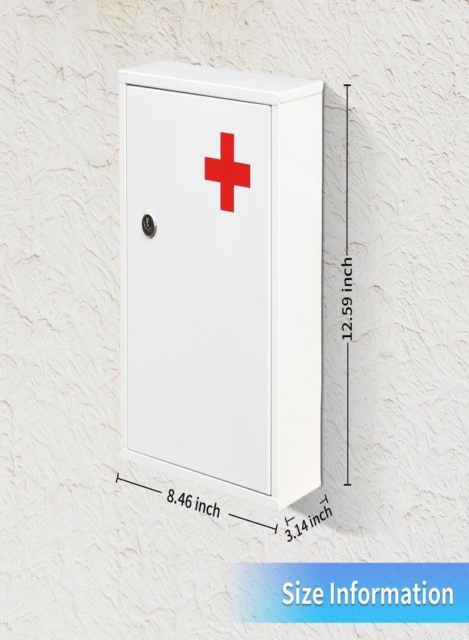 xhlokk Wall Mount Locking Medicine Cabinet Organizer, Medicine Lock Box with Key, First Aid Box Empty Wall Cabinet, Secure Steel Medication Box - Image 3