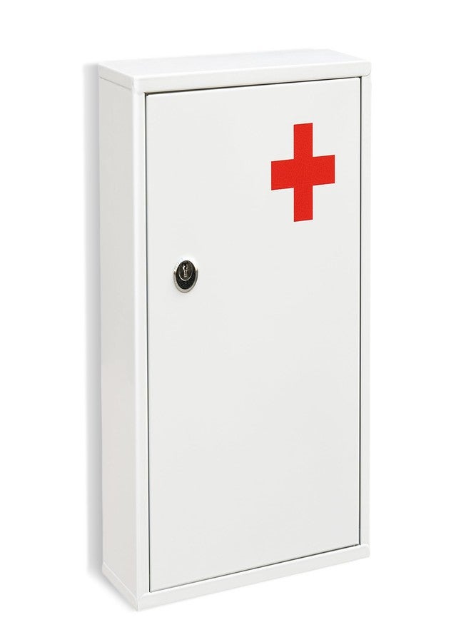 xhlokk Wall Mount Locking Medicine Cabinet Organizer, Medicine Lock Box with Key, First Aid Box Empty Wall Cabinet, Secure Steel Medication Box - Image 1