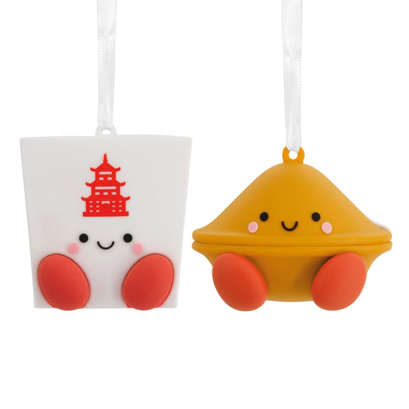 هولمارك مربع Hallmark Takeout و Fortune Cookie أفضل معًا مجموعة من الحلي عيد الميلاد المغناطيسية - Image 1