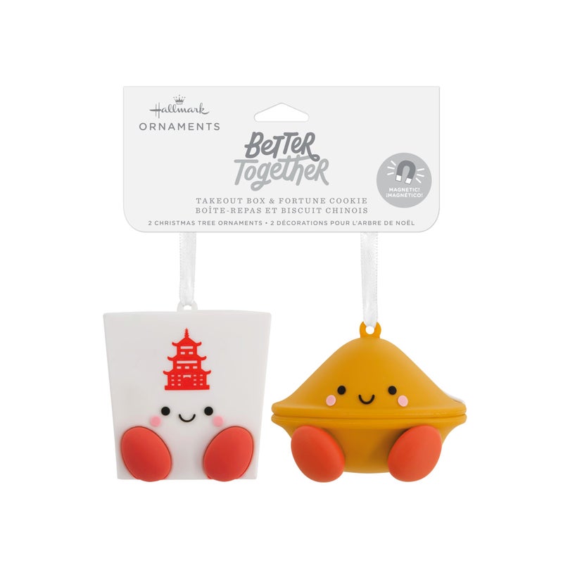 هولمارك مربع Hallmark Takeout و Fortune Cookie أفضل معًا مجموعة من الحلي عيد الميلاد المغناطيسية - Image 3