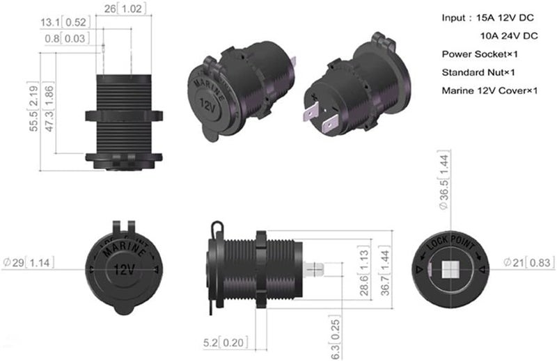 VARGTR 12V Cigarette Lighter Socket with Waterproof Plug - Image 2