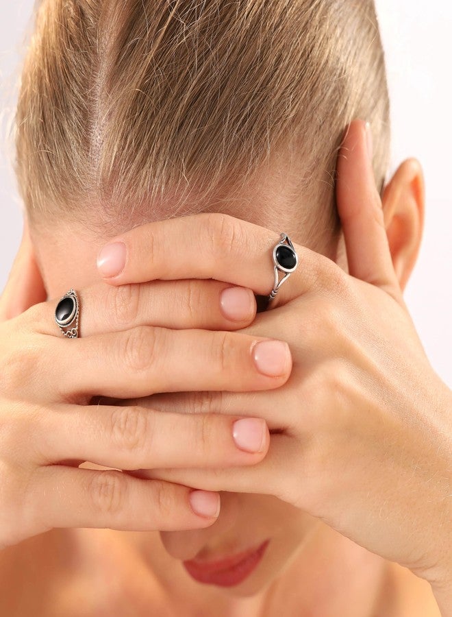 Silvershake Created Black Onyx Inlay 925 Sterling Silver Filigree Victorian Style Ring Size 6 - Image 2