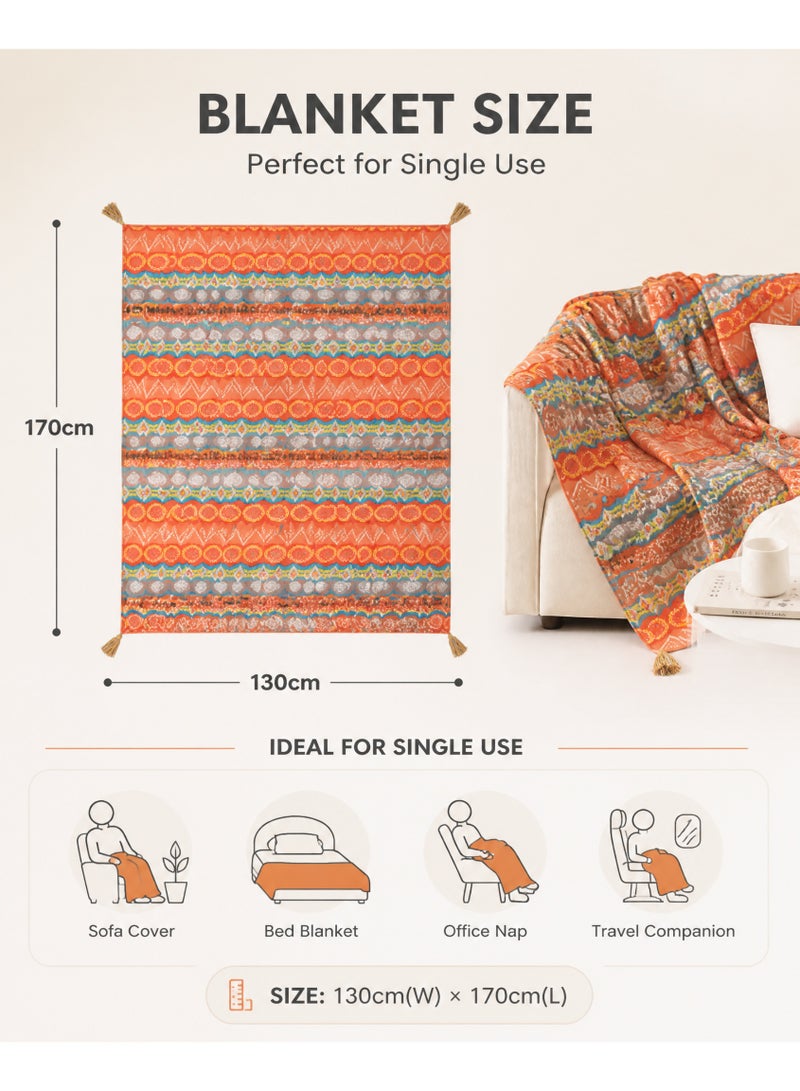 FLYROAD Bohemian Sofa Large Throw Blanket, Warm Soft Cozy Skin-friendly Decorative Textured Armchair knitted Throw for Couch Bed and Furniture. 130x170cm - Image 4