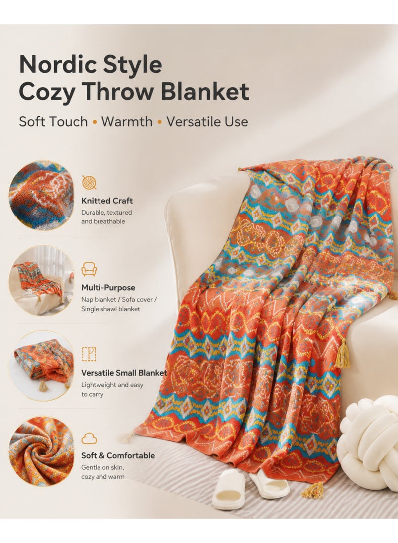 FLYROAD Bohemian Sofa Large Throw Blanket, Warm Soft Cozy Skin-friendly Decorative Textured Armchair knitted Throw for Couch Bed and Furniture. 130x170cm - Image 2