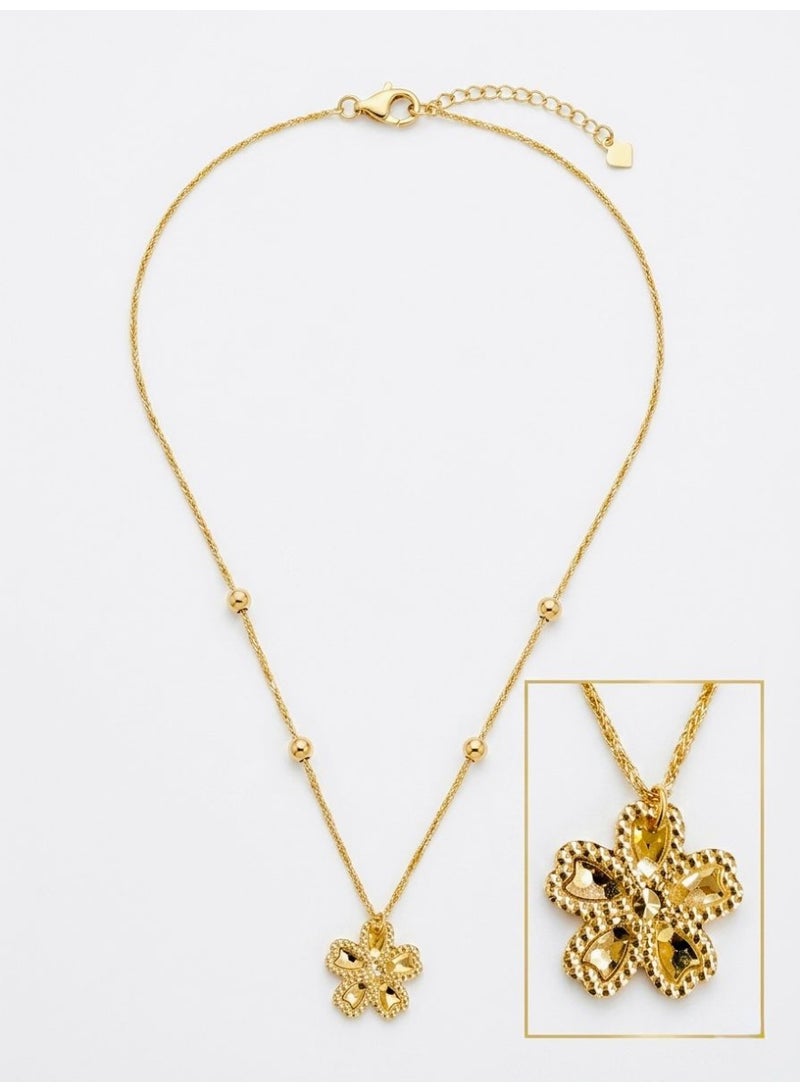 The Intermix Gems Gold Four Leaf Flower Necklace 18K - Image 5