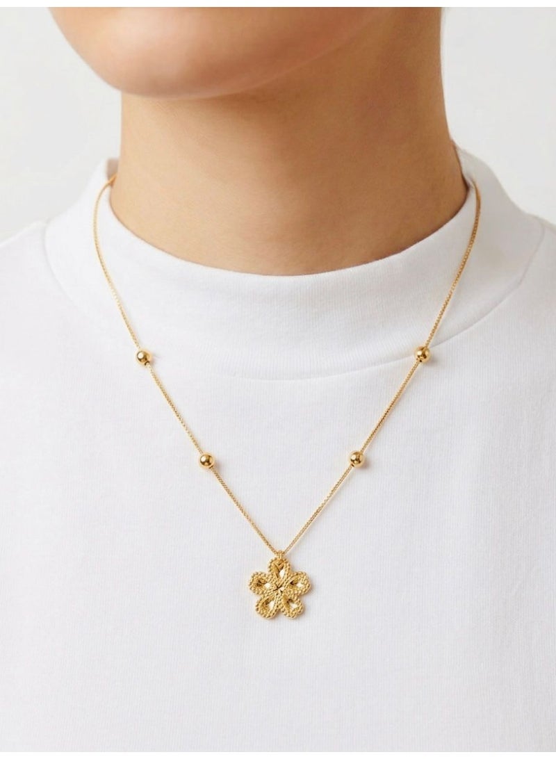 The Intermix Gems Gold Four Leaf Flower Necklace 18K - Image 3