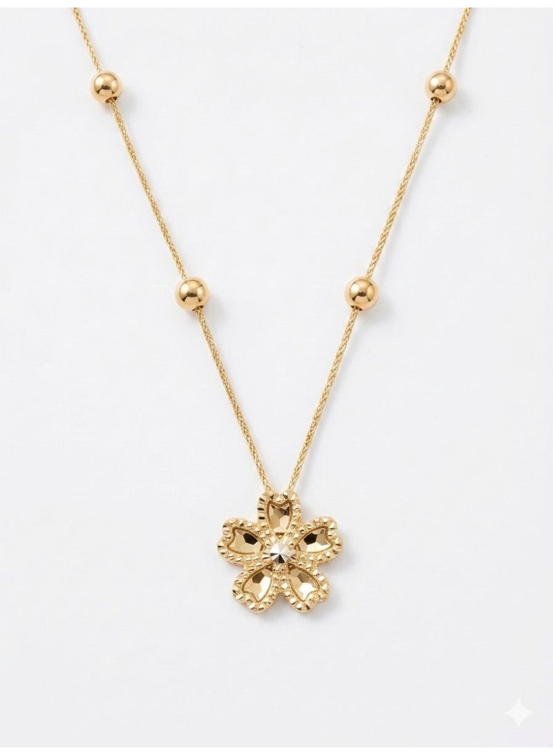 The Intermix Gems Gold Four Leaf Flower Necklace 18K - Image 4