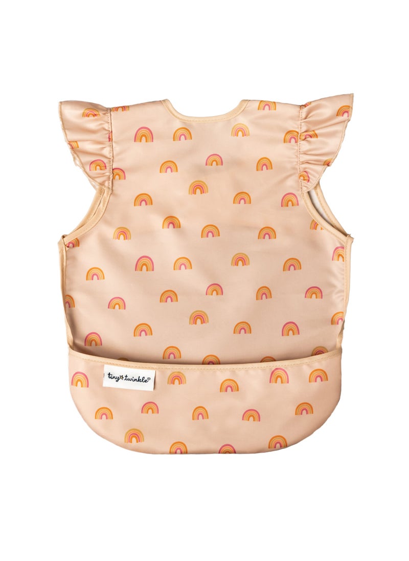 Tiny Twinkle Tiny Twinkle Mess Proof Baby Bib - Waterproof Apron Machine Washable PVC, BPA, & Phthalate Free Great Travel for Eating Food Bibs (Boho Rainbow, Small 6-24 Months)  - Image 1