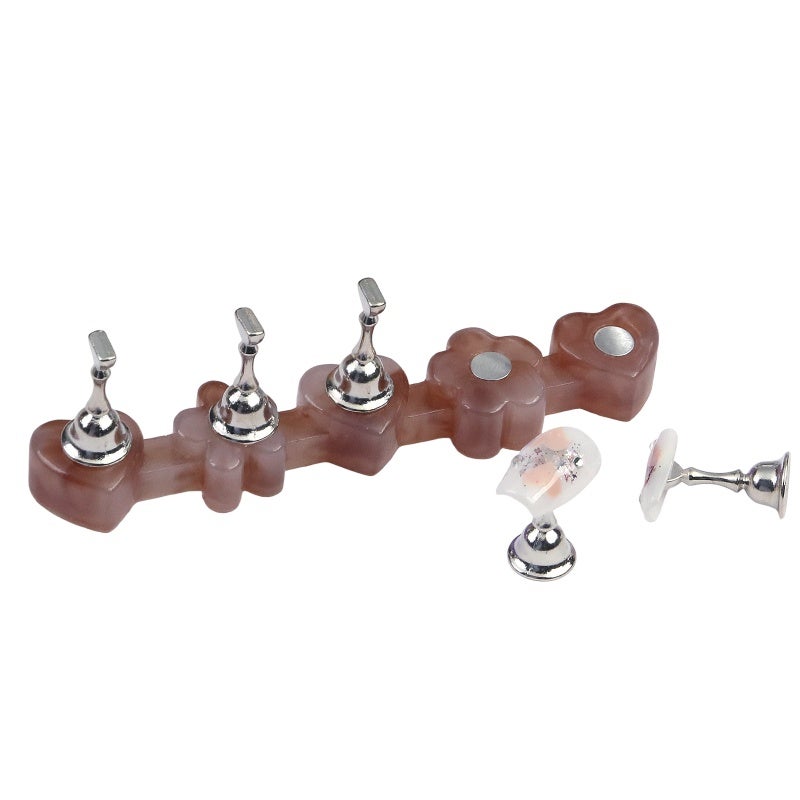 Nail novice practice base, nail wearing support, nail holder brown - Image 1