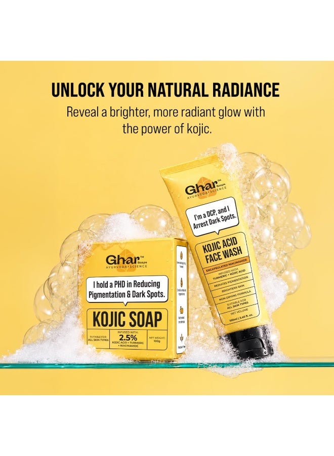 Ghar Soaps Kojic Acid Face Wash & Soap with Niacinamide & Turmeric, Brightening & Dark Spot Reduction, All Skin Types - Image 5