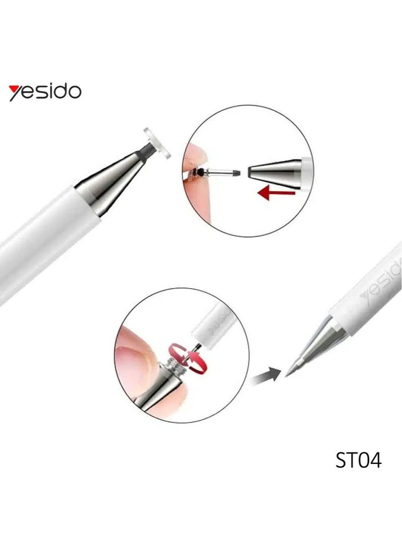 Yesido ST04 2-in-1 Capacitive Stylus Pen with Ballpoint for Smartphones and Tablets – High Precision Touchscreen Stylus with Dual Functionality for Writing and Drawing, Comfortable Grip, Perfect for iPhone, iPad, and Android Devices - Image 4