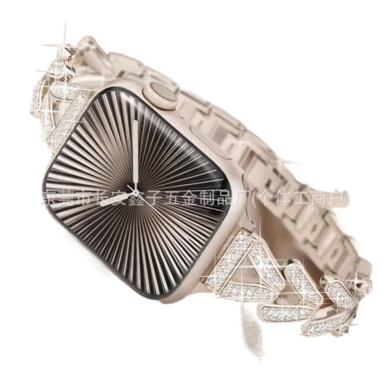 سوار ساعة ذكية سوار معدني من الستانلس ستيل متوافق باللون Starlight قابل للتعديل مع Apple Watch 38/40/41/42/44/45/49mm بملاءمة قابلة للتعديل وحزام بديل بتصميم معدني أنيق - Image 3