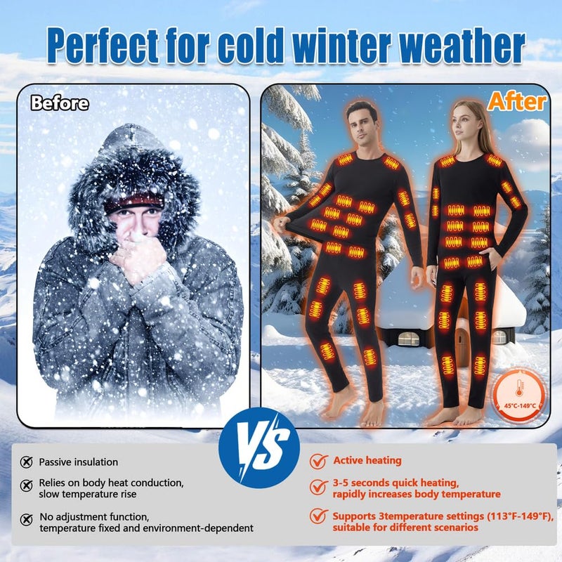 DIMHLCDZA Heated pants for men USB Charge 16 Zone Intelligent Heated Skiing mens thermal underwear heated pants,Fleece lining heated long johns for men,for winter outdoor Work camping motorcycles & L - Image 3