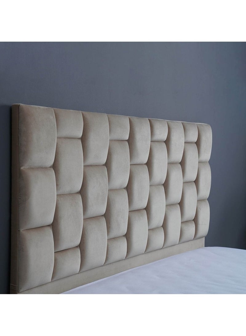 Karnak Estorn Upholstered Velvet Bed Frame Bedroom Furniture Strong And Sturdy Modern Design Wooden Bed | Quiet & Comfortable Bed (King - 180x200cm, Beige) - Image 4