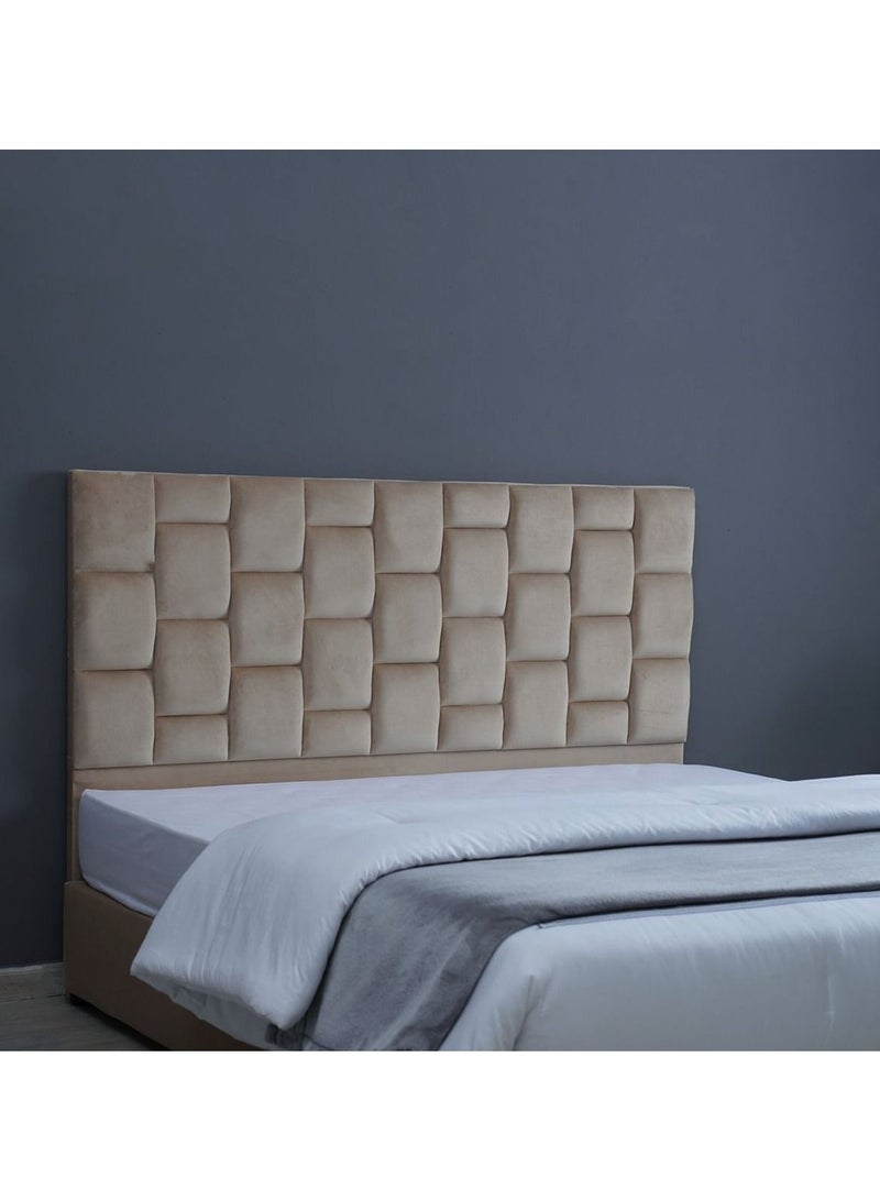 Karnak Estorn Upholstered Velvet Bed Frame Bedroom Furniture Strong And Sturdy Modern Design Wooden Bed | Quiet & Comfortable Bed (King - 180x200cm, Beige) - Image 3