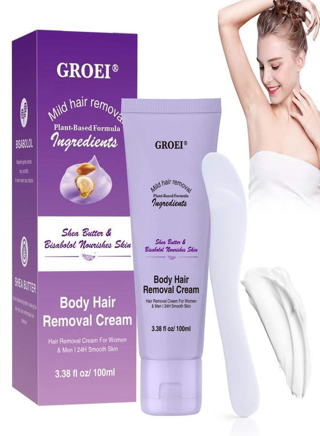 GROEI Body Hair Cream for Women & Men, Plant-Based Formula with Shea Butter, Skin-Smoothing Moisture Care, 3.38 fl oz - Image 1
