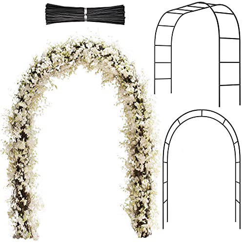 Hotop Wedding Garden Arch Trellis for Climbing Plants 78 ft Easily Assemble Metal Wedding Trellis Backdrop Stand with Iron Wires Shade Garden Arch for Outdoor Lawn Bridal Party DecorationBlack