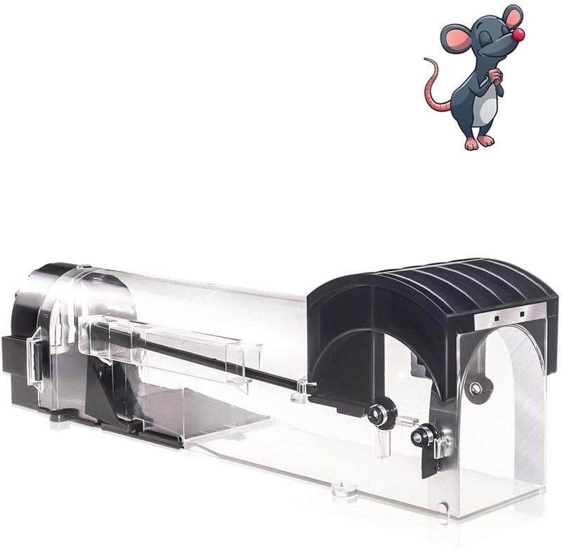 iiwey Humane Mouse Traps, 12 inches Enlarged No Kill Rat Live Traps for Chipmunks, Reusable Catch and Release Mice, Pet and Children Friendly Mouse Trap That Work (Black 1Pack) - Image 1