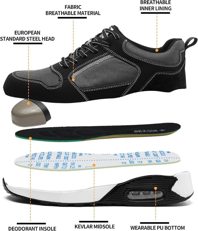 Bexow Premium Safety Shoes Steel Toe Lightweight Sneakers Industrial Footwear for Men and Women - Image 3