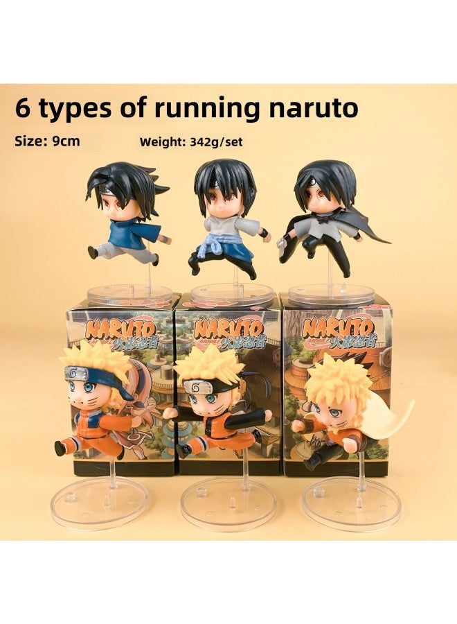 Naruto Hand-made Blind Box Sasuke Broadsword Kakashi Uchiha Mustela Storm Water Gate Model-Color:6 Types Of Running Fire Shadows In A Random Box  - Image 1