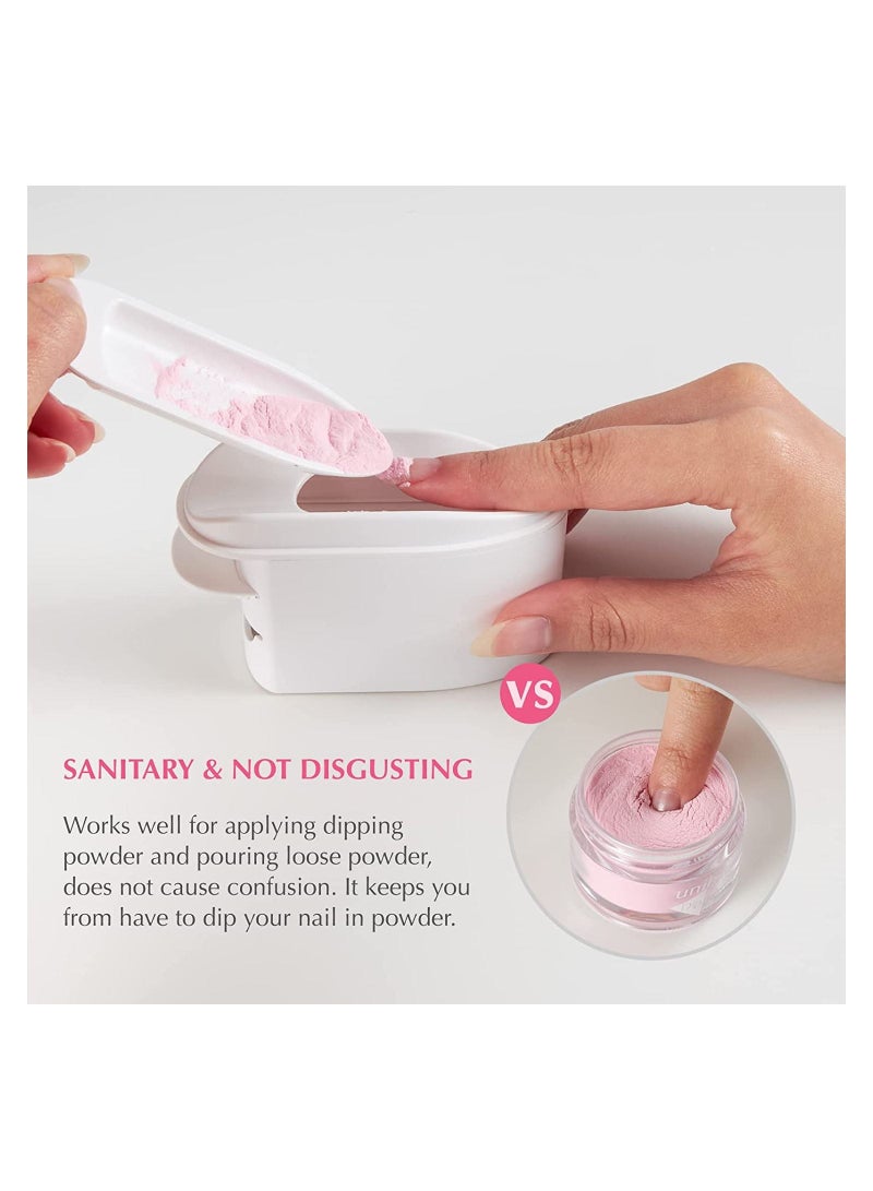 brunson Dip Powder Recycling Tray Syste French Tip Dip Nail Tray Smile Line Mold, 2-in-1 Nail Art Tech Must Have Dipping Powder Glitter Holder Saver Tool and Soft Nail Dip Powder Brush - Image 4