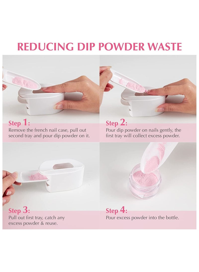 brunson Dip Powder Recycling Tray Syste French Tip Dip Nail Tray Smile Line Mold, 2-in-1 Nail Art Tech Must Have Dipping Powder Glitter Holder Saver Tool and Soft Nail Dip Powder Brush - Image 5