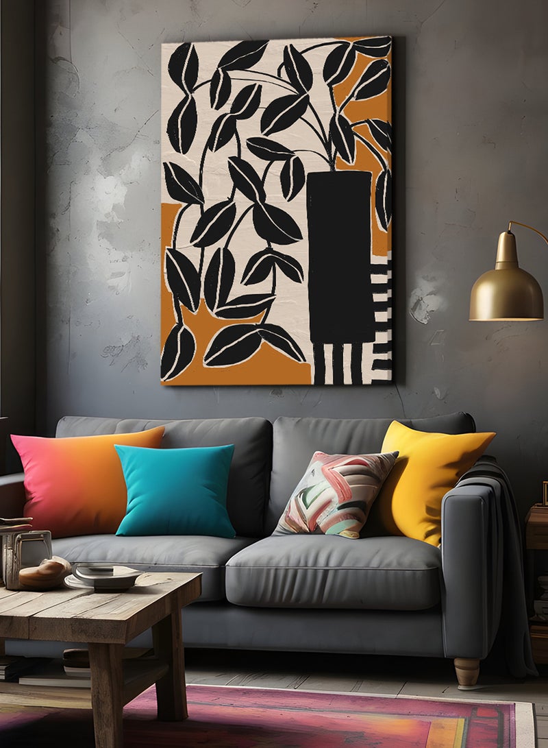 LOWHA Framed Canvas Wall Art Stretched Over Wooden Frame, Floral Pattern Painting - Image 1