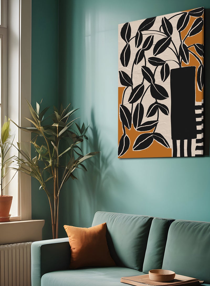 LOWHA Framed Canvas Wall Art Stretched Over Wooden Frame, Floral Pattern Painting - Image 2