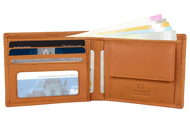 NAPA HIDE Leather Wallet for Men I Handcrafted I Credit/Debit Card Slots I 2 Currency Compartments I 2 Secret Compartments (Tan) - Image 4