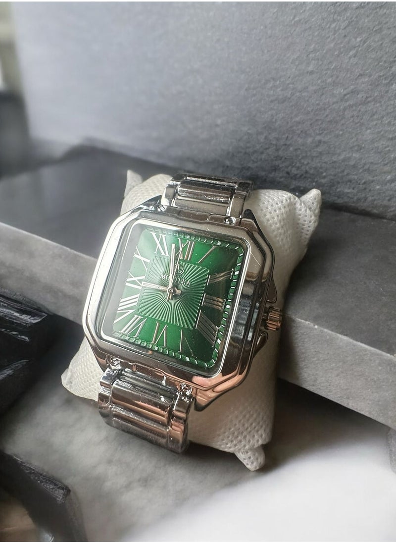 Men's Watch - Square Green Dial with Metal Bracelet - pzsku/Z0D57580296A2751AD90DZ/45/_/1740938660/f1173dbb-8e6e-4643-8141-80ec54b45035