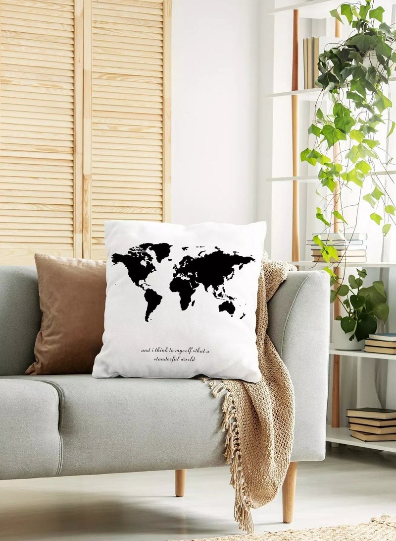 World Map Print Cushion Cover Without Filler - Image 2