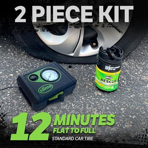 Slime 50138 Flat Tire Puncture Repair, Smart Spair Plus, Emergency Kit for Car Tires, Includes Sealant and Tire Inflator Pump, Suitable for Cars and Other Highway Vehicles, 12 Min Fix - Image 3