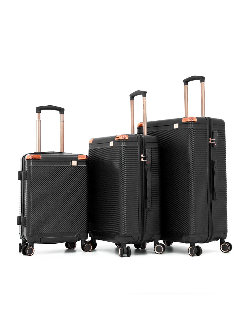 AMERICAN FLYER Luggage Set of 3 – Hardshell Trolley Bags with Secure Lock, Multi-Compartment Storage & Spinner Wheels,Black(S-20",M-24",L-28") - Image 1