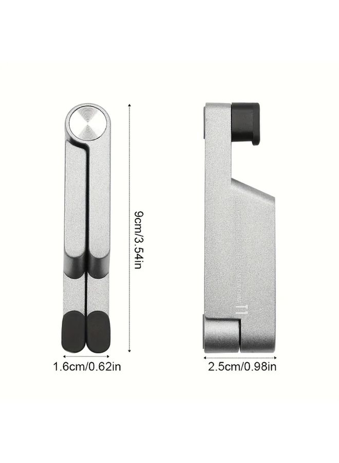 Grey Aluminum Alloy V Shape Folding Phone Stand Portable Desktop Holder - Image 2