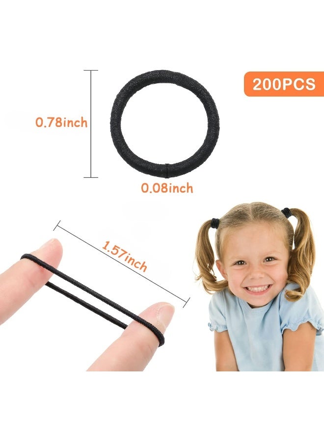 Seiolieliou Seiolieliou 200PCS Baby Toddler Hair Ties, Multicolor Elastic Hair Ties, No Crease Hair Elastics Small Ponytail Holders Hair Ties for Kids Girls, Black - Image 2