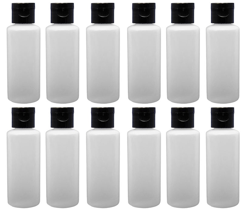 APAK GOODS 12-2-ounce Travel Bottles with Flip Caps (Black Cap)