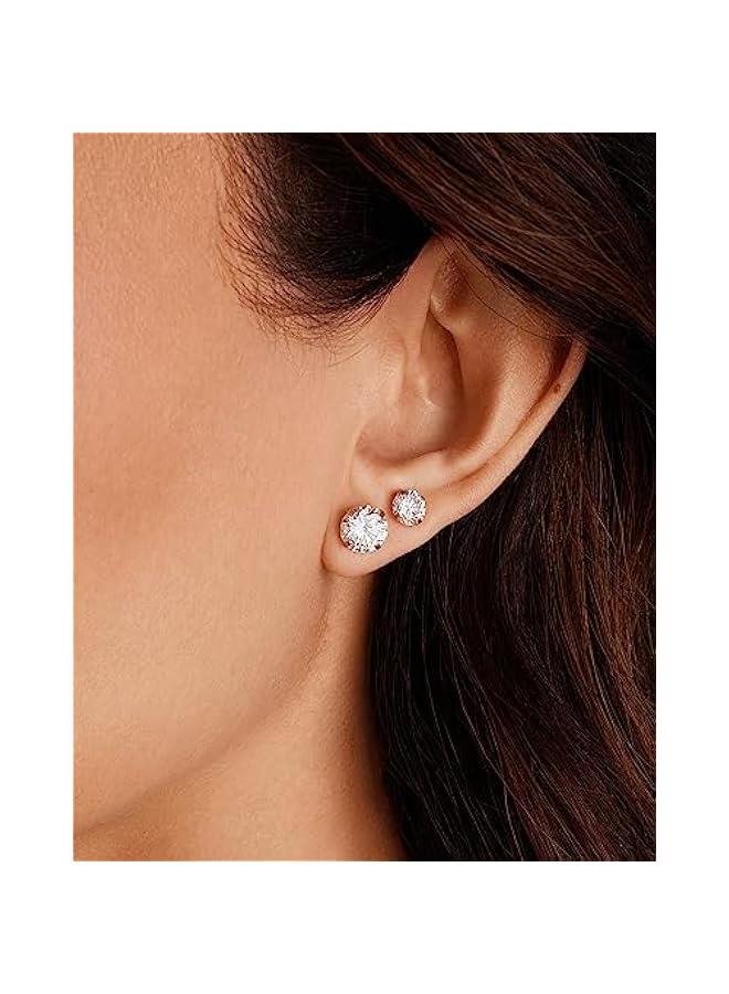 PAVOI 14K Gold Plated Five Pairs Stainless Steel Stud Earrings Set for Women | Hypoallergenic 5 Earrings Pack | Premium Cubic Zirconia Studs - Image 3