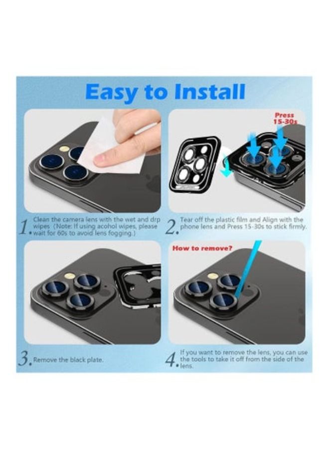 ACLIX Compatible with iPhone 14 Pro/iPhone 14 Pro Max Camera Lens Protector, Anti-Scratch HD Tempered Glass Lens Screen Protection Cover, Metal Individual Lens Ring 2022, Black - Image 3