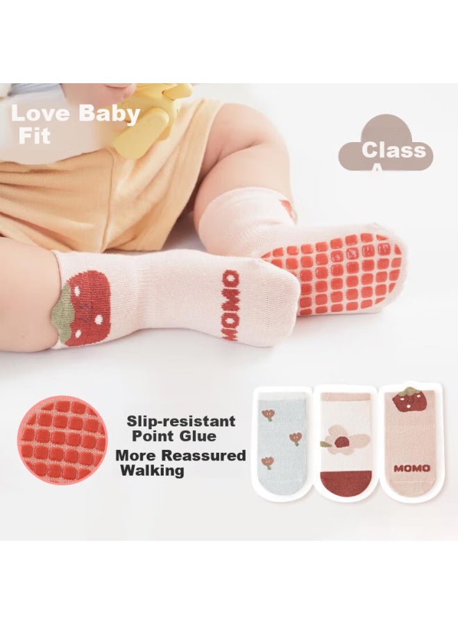 Lovebox Aibao Baby Socks Spring And Summer Baby Learning Floor Socks Anti-slip Cooling Foot Cover Children's Early Education Socks L Code 3 Pairs Pack S725 - Image 1
