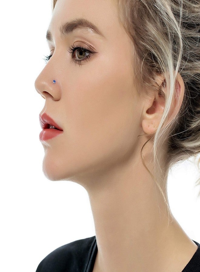 Tornito 20G 40Pcs Stainless Steel Curved Nose Stud Nose Ring CZ Screw Shaped Nose Screw Piercing Jewelry for Women Men - Image 4