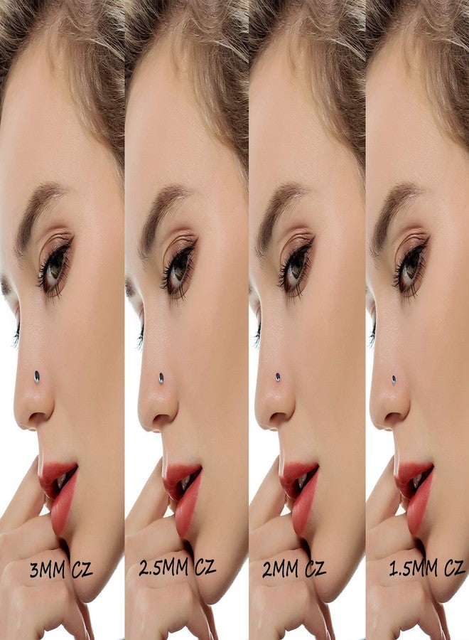 Tornito 20G 40Pcs Stainless Steel Curved Nose Stud Nose Ring CZ Screw Shaped Nose Screw Piercing Jewelry for Women Men - Image 2