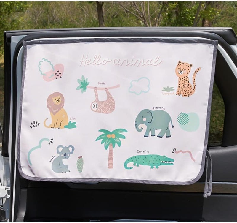 bebedeco Magnetic Car Sun Shade Curtain for Side Window – Sun Blocker and UV Protector for Baby, Kids, and Pets – Universal Fit with Built-in Magnets for Steel-Framed Door (Animal Friends) - Image 3