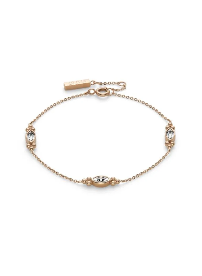 Olivia Burton Women's Crystal-Set Rose Gold Stainless Steel Chain Bracelet
