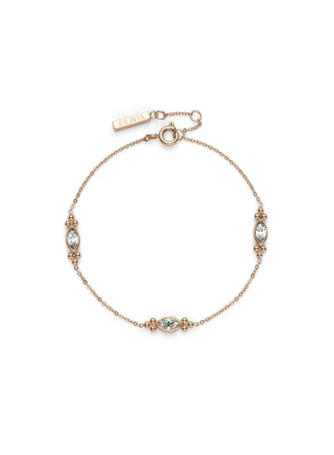 Olivia Burton Women's Crystal-Set Rose Gold Stainless Steel Chain Bracelet