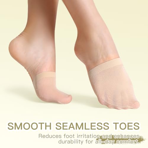 MANZI 6 Pairs Toe Topper Women Socks Half Noshow Seamless Socks(6 Nude, One Size) - Image 3