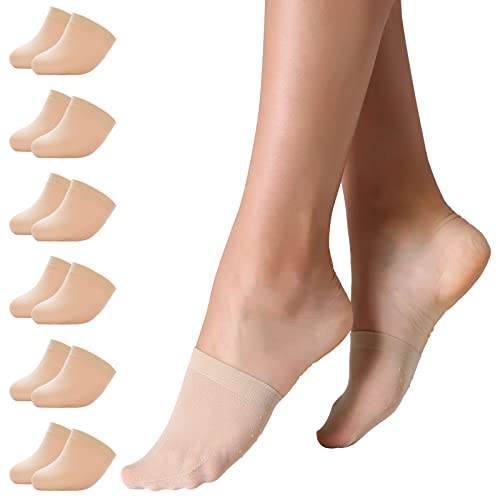 MANZI 6 Pairs Toe Topper Women Socks Half Noshow Seamless Socks(6 Nude, One Size) - Image 1