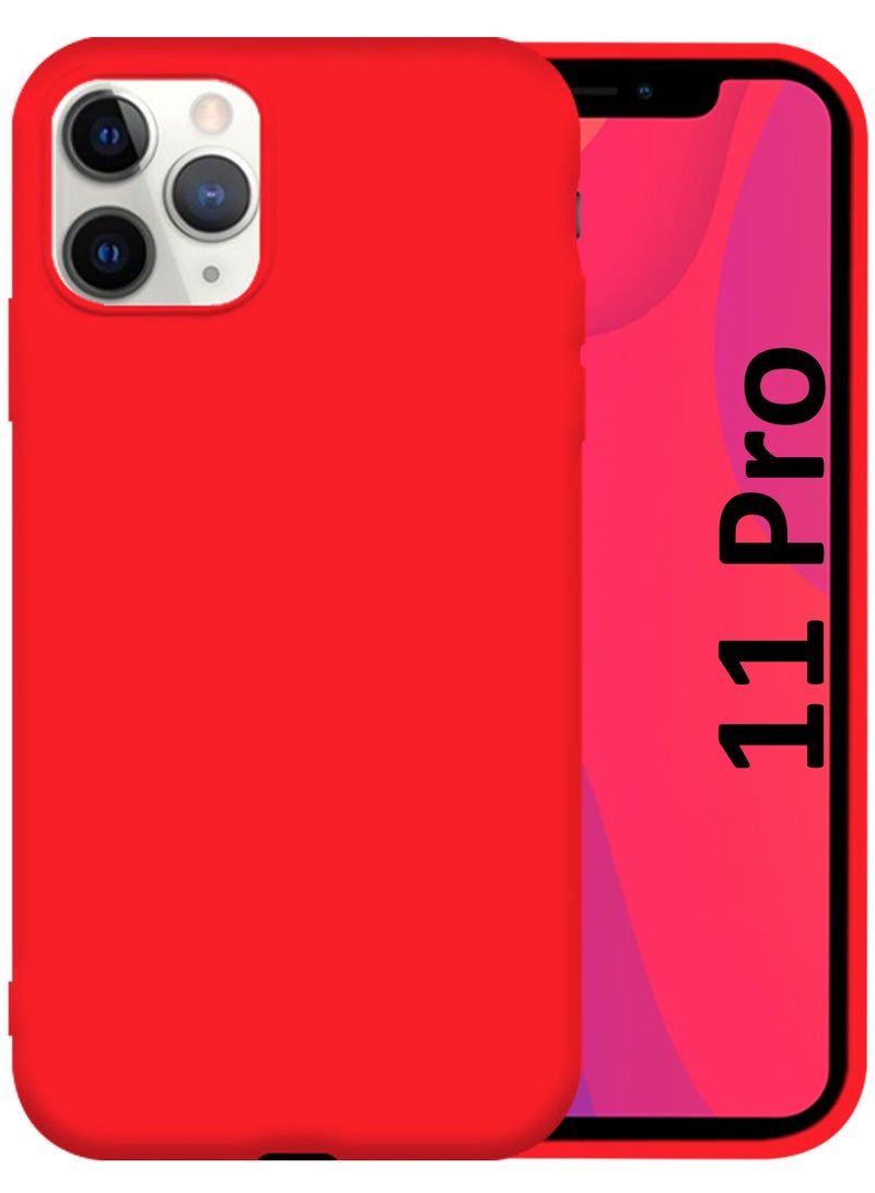 CATANES Soft Silky Silicone Case Cover for Apple iPhone 11 Pro - Full Body Protection - Red - Image 1