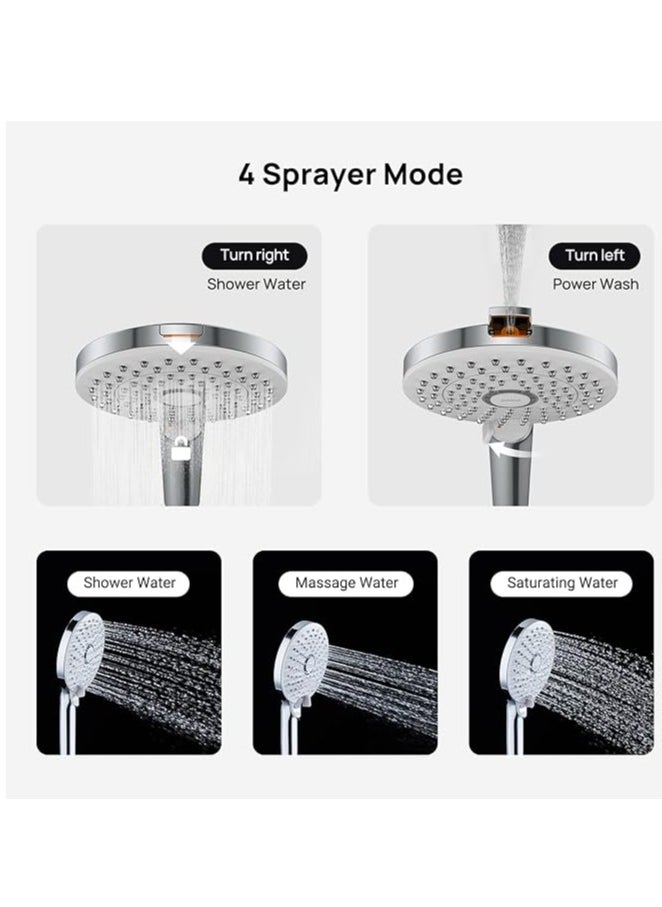 Sundex - Shower Heads High Pressure with Spray, 4 Functions Handheld Shower Head Built-in Power Wash for Adults/Children/Pet Bathing, Home/Bathroom/Toilet Cleaning, Chrome - Image 1