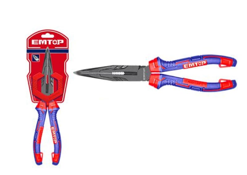 EMTOP EMTOP MBTstore EPLRB0821 High Leverage Bent Nose Pliers 200mm 30 Energy Saving CrV Steel Teflon Coating TPR Handle  - Image 1